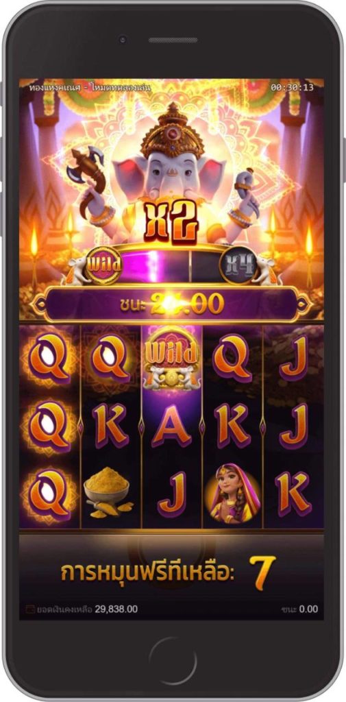 Wild และ ฟรีสปินใน Ganesha Gold เกมสล็อตมือถือ UFABET